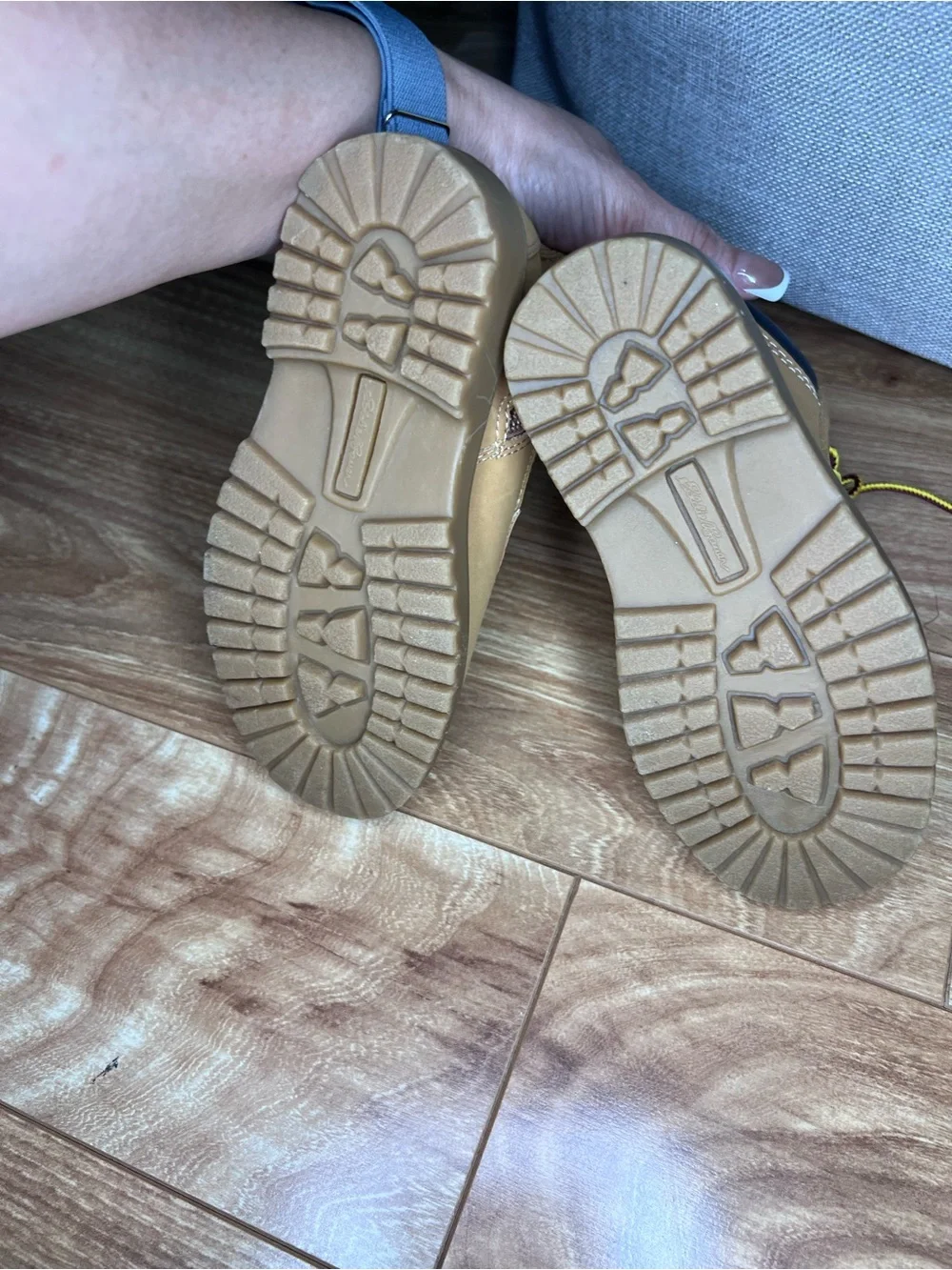 Eddie Bauer Kids Tan Lace-Up Side Zip Hiking/Work Boots Size 11